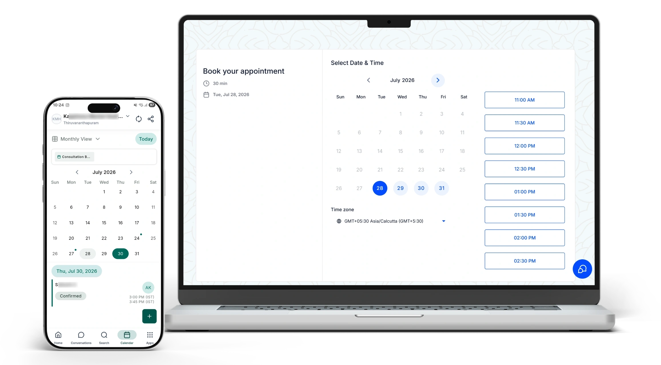 Online appointment booking calendar