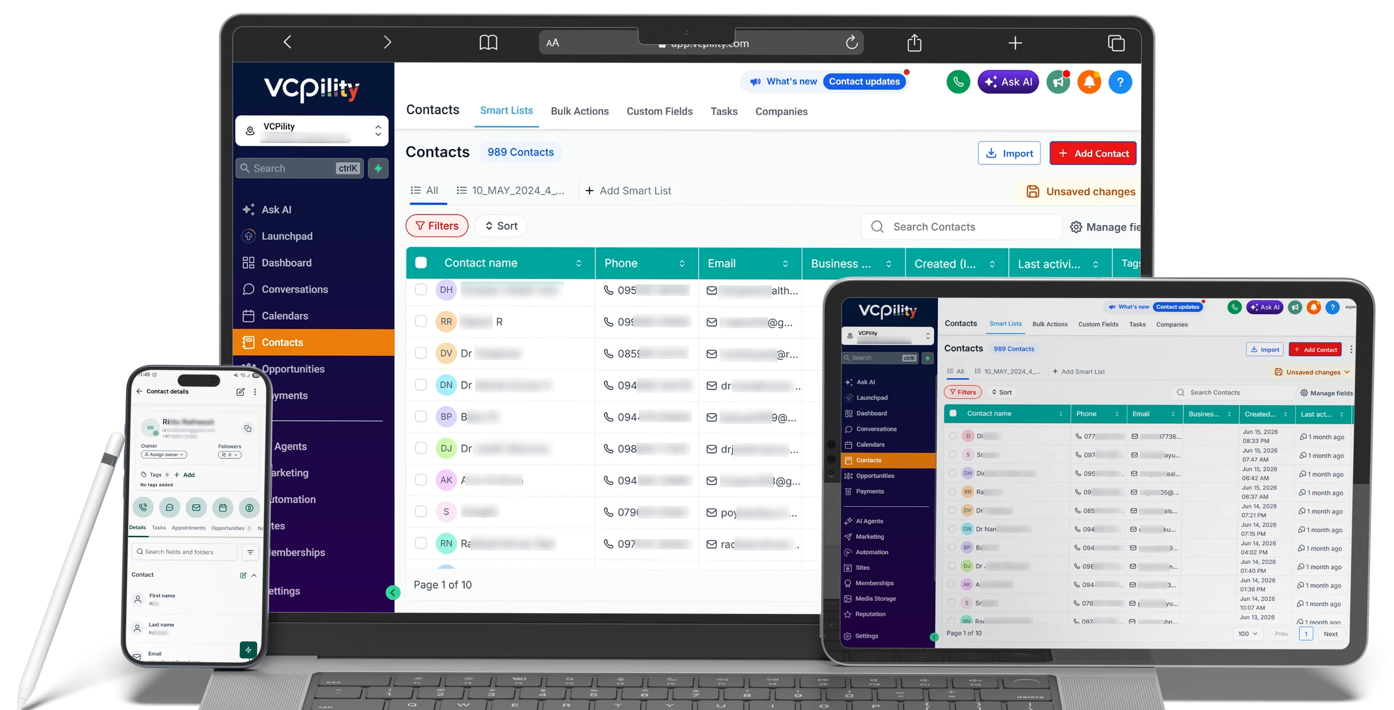 The VCPility Dental clinic dashboard